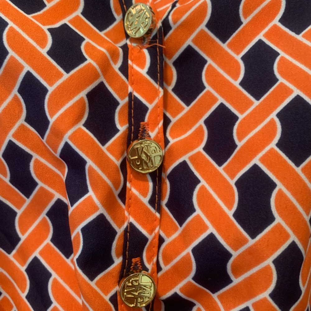 Mud Pie Vibrant Orange and Blue Long Sleeve Dress - Picture 4 of 5